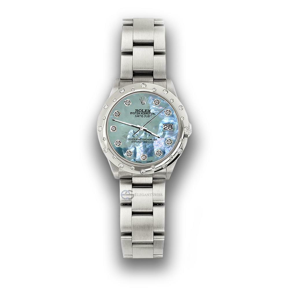 title:Rolex Datejust Midsize 31mm Domed 24 Diamonds Bezel/Tahitian Blue MOP Watch TFJ-142508787;color:not applicable