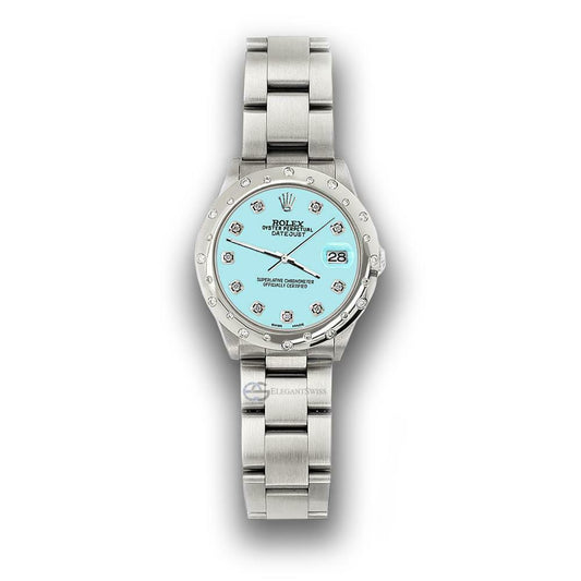 title:Rolex Datejust Midsize 31mm Domed 24 Diamonds Bezel/Aqua Blue Dial Watch 78240 TFJ-142508785;color:not applicable