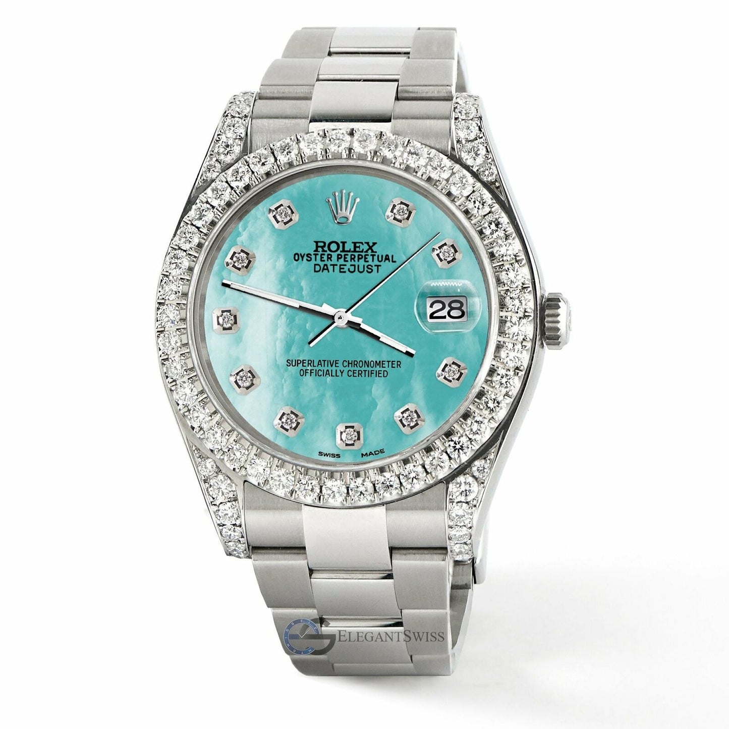 title:Rolex Datejust 41, Ref 126300, 4.4CT Diamond Bezel/Lugs/Aquamarine MOP Watch  TFJ-142508775;color:not applicable