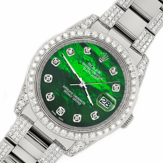 title:Rolex Datejust 36mm 5.9ct Diamond Bezel/Lugs/Bracelet/Green MOP  TFJ-142508724;color:not applicable