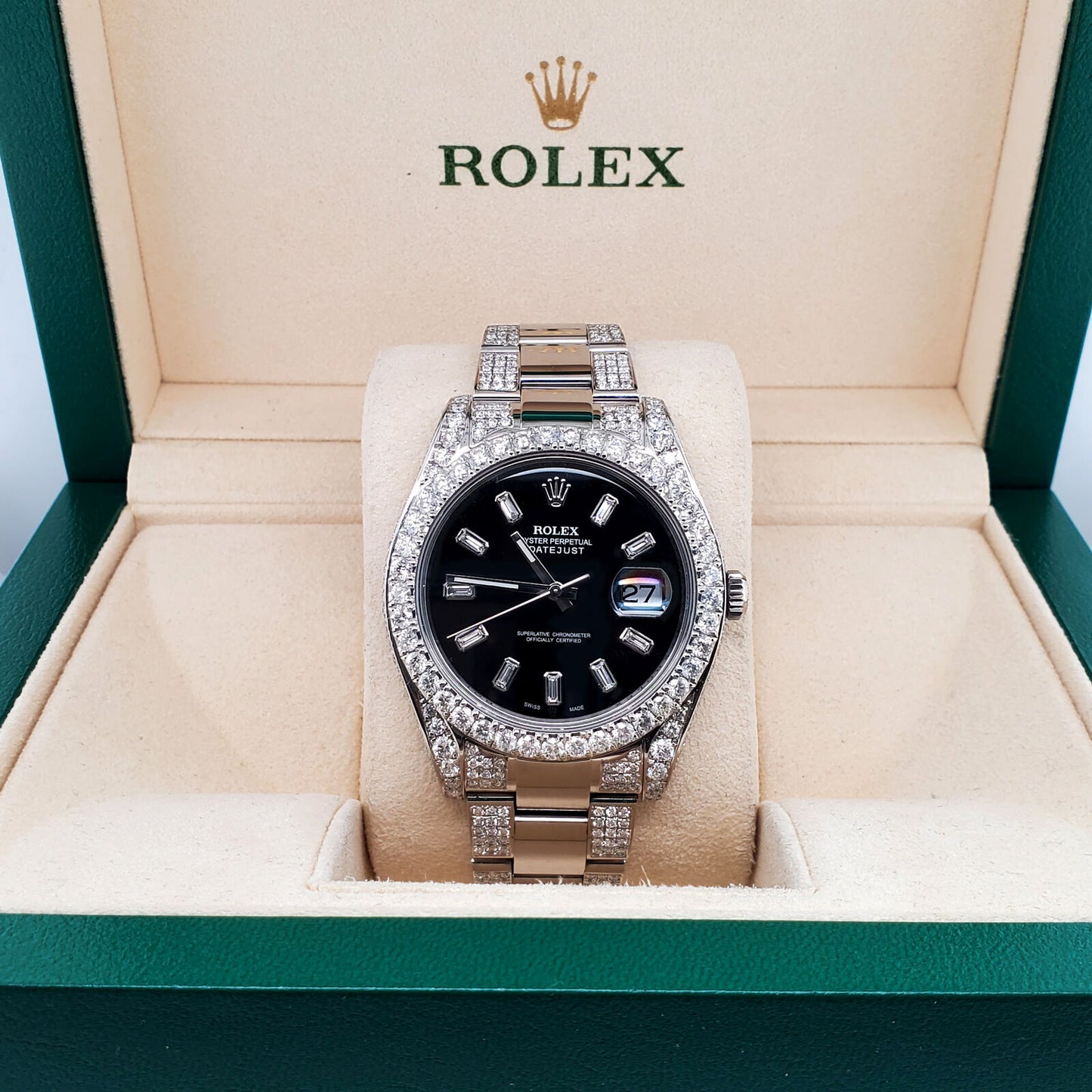 title:Rolex Datejust II 41mm 10.65CT Diamond Bezel/Case/Bracelet/Black Baguette Dial  TFJ-142508716;color:not applicable