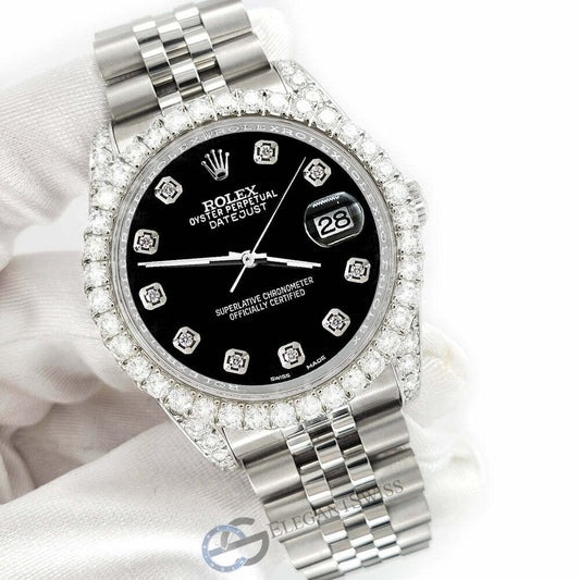 title:Rolex Datejust 116200 3.9CT Diamond Bezel/Lugs/Black Dial 36mm Steel Watch TFJ-142508699;color:not applicable