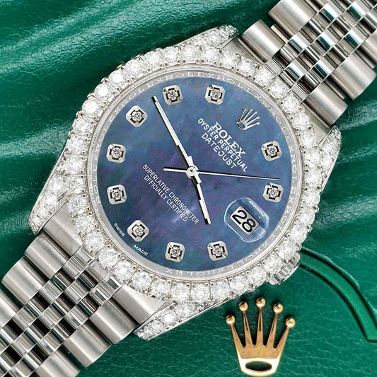 title:Rolex Datejust 116200 36mm 3.9CT Diamond Bezel/Lugs/Black Pearl Dial Steel Watch TFJ-142508695;color:not applicable