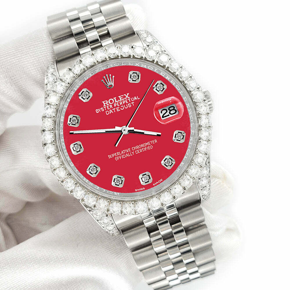 title:Rolex Datejust 116200 36mm 3.9CT Diamond Bezel/Lugs/Scarlet Red Dial Steel Watch TFJ-142508690;color:not applicable