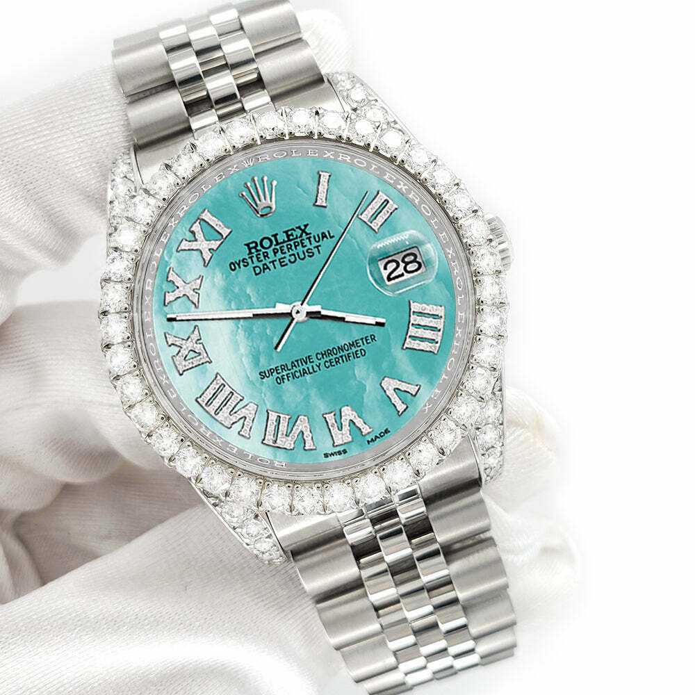 title:Rolex Datejust 116200 36mm 4.2CT Diamond Bezel/Lugs/Aquamarine MOP Dial Watch TFJ-142508656;color:not applicable