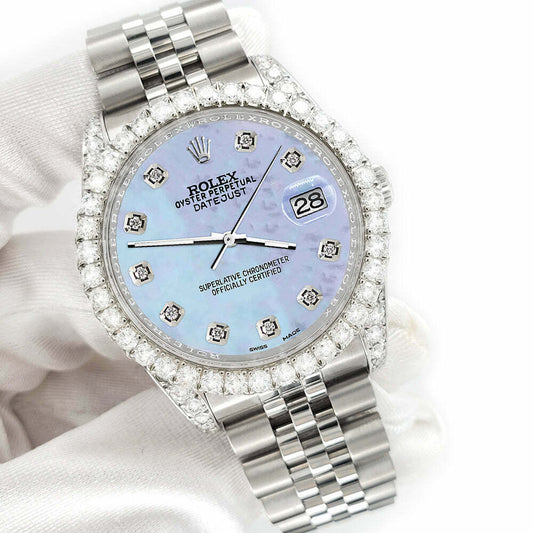 title:Rolex Datejust 36mm 3.9CT Diamond Bezel/Lugs/Purple MOP Dial Steel Watch TFJ-142508662;color:not applicable