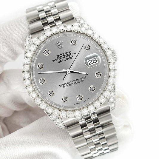 title:Rolex Datejust 116200 36mm 3.9CT Diamond Bezel/Lugs/Gray Dial Steel Watch TFJ-142508650;color:not applicable