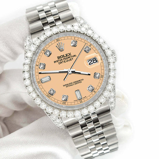 title:Rolex Datejust 36mm 4CT Diamond Bezel/Lugs/Mustard 6+9 Baguette Dial  TFJ-142508661;color:not applicable