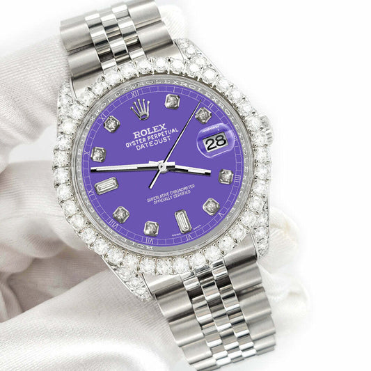 title:Rolex Datejust 116200 36mm 4CT Diamond Bezel/Lugs/Lavender 6+9 Baguette Dial  TFJ-142508623;color:not applicable