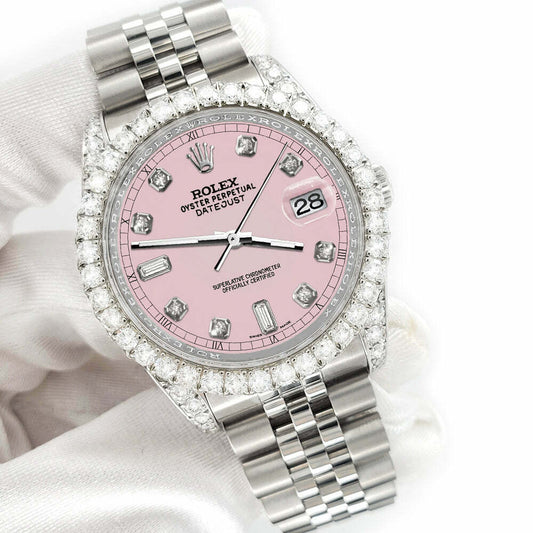 title:Rolex Datejust 116200 36mm 4CT Diamond Bezel/Lugs/Orchid Pink 6+9 Baguette Dial  TFJ-142508617;color:not applicable