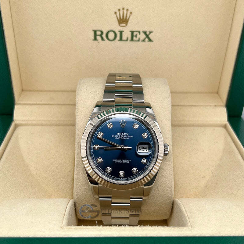 title:Rolex Datejust 41 Factory Blue Diamond Dial Steel Watch  TFJ-142508561;color:not applicable