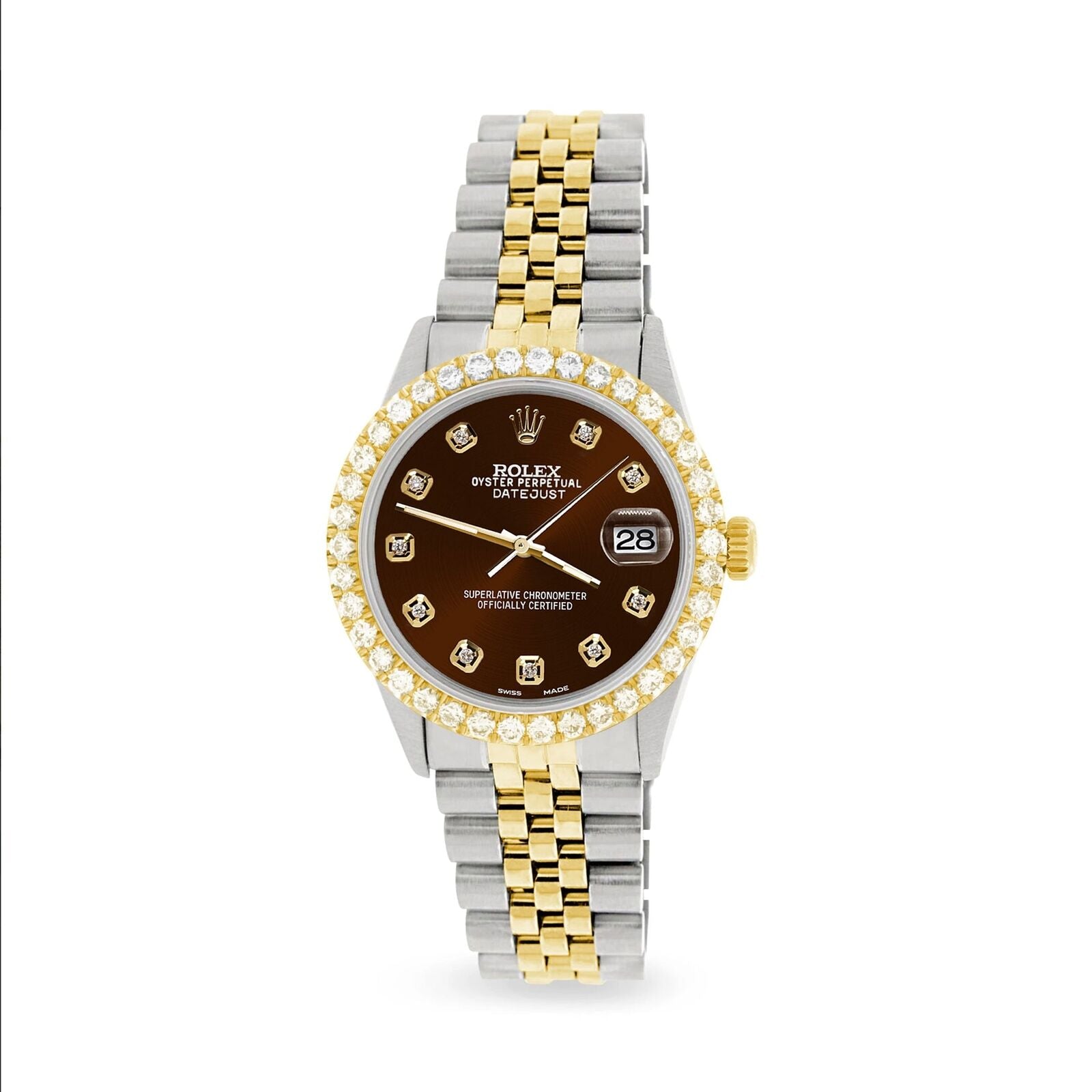 title:Rolex Datejust 2-Tone Watch 3.05ct Diamond Bezel/Chocolate Diamond Dial TFJ-142508557;color:not applicable