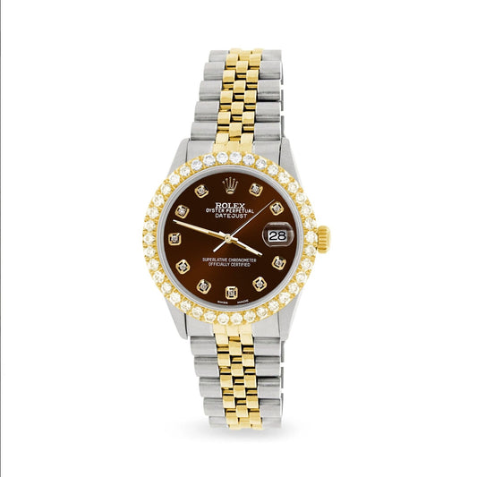 title:Rolex Datejust 2-Tone Watch 3.05ct Diamond Bezel/Chocolate Diamond Dial TFJ-142508557;color:not applicable