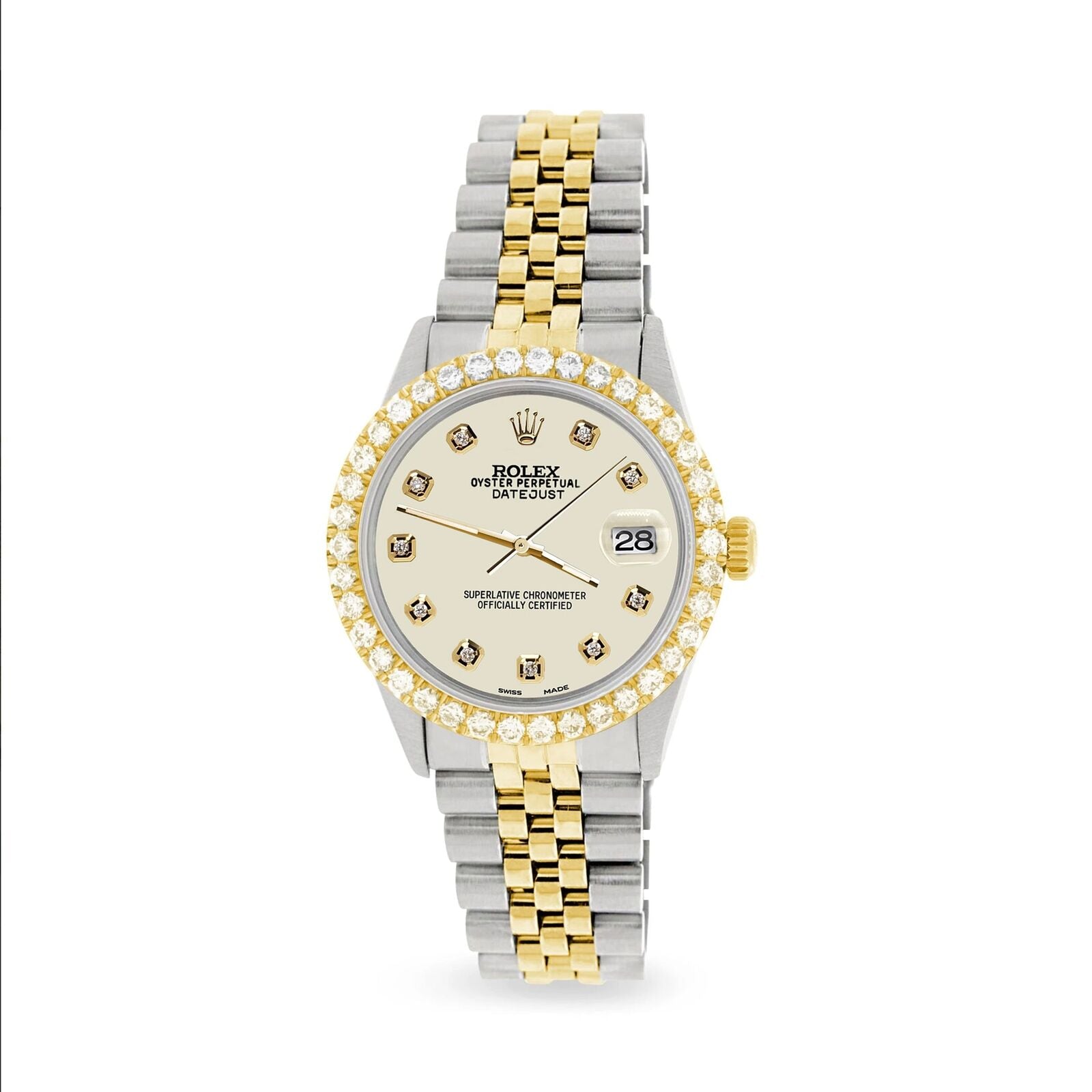 title:Rolex Datejust 2-Tone Watch 3.05ct Diamond Bezel/Satin Linen Diamond Dial TFJ-142508555;color:not applicable