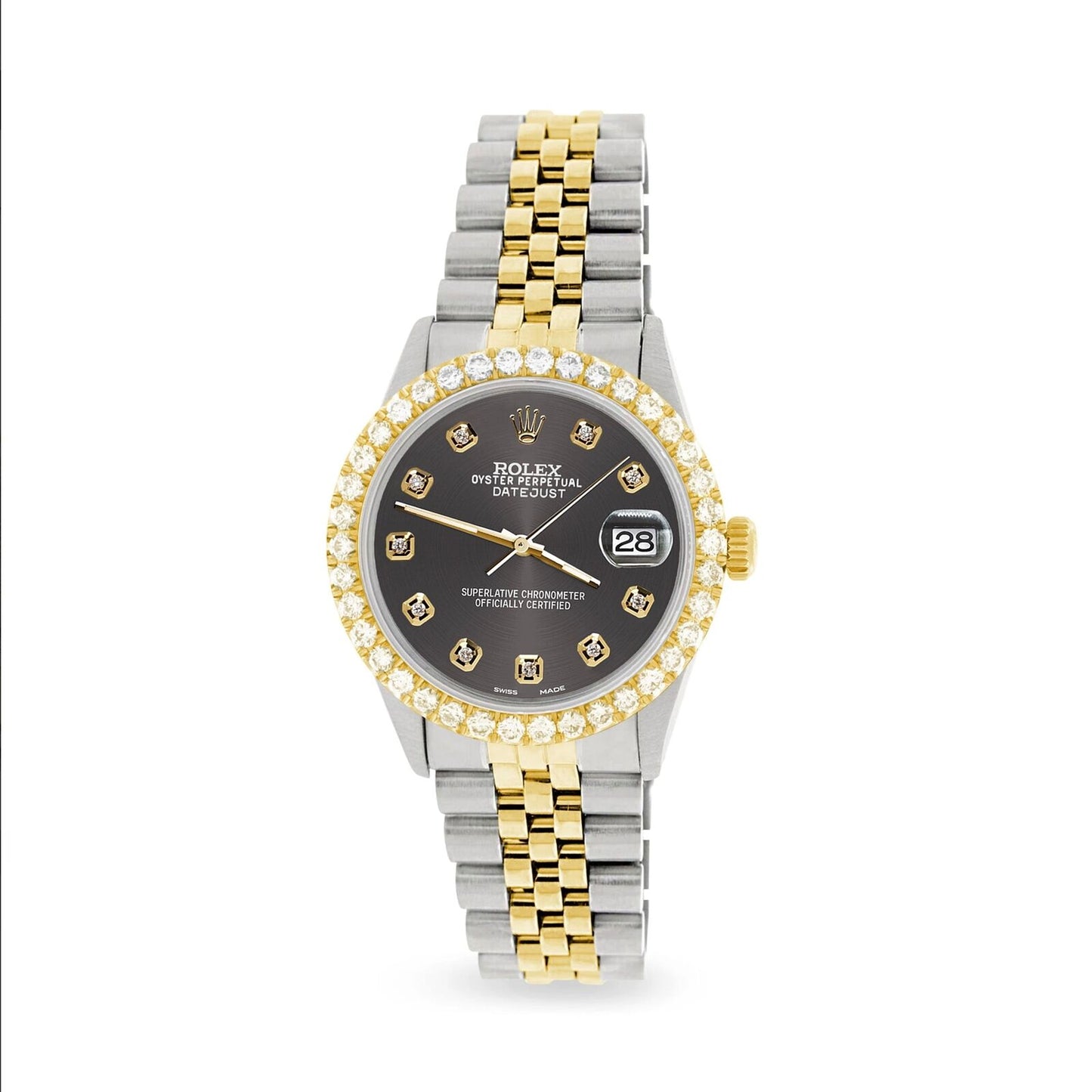 title:Rolex Datejust 36mm 2-Tone Watch 3.05ct Diamond Bezel/Rhodium Gray Diamond Dial TFJ-142508535;color:not applicable