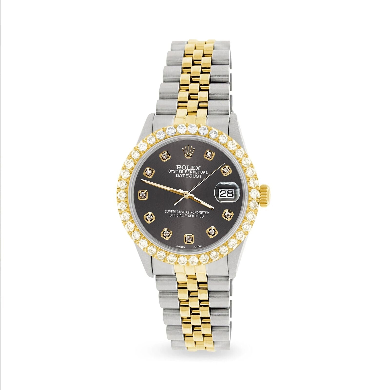 title:Rolex Datejust 36mm 2-Tone Watch 3.05ct Diamond Bezel/Rhodium Gray Diamond Dial TFJ-142508535;color:not applicable