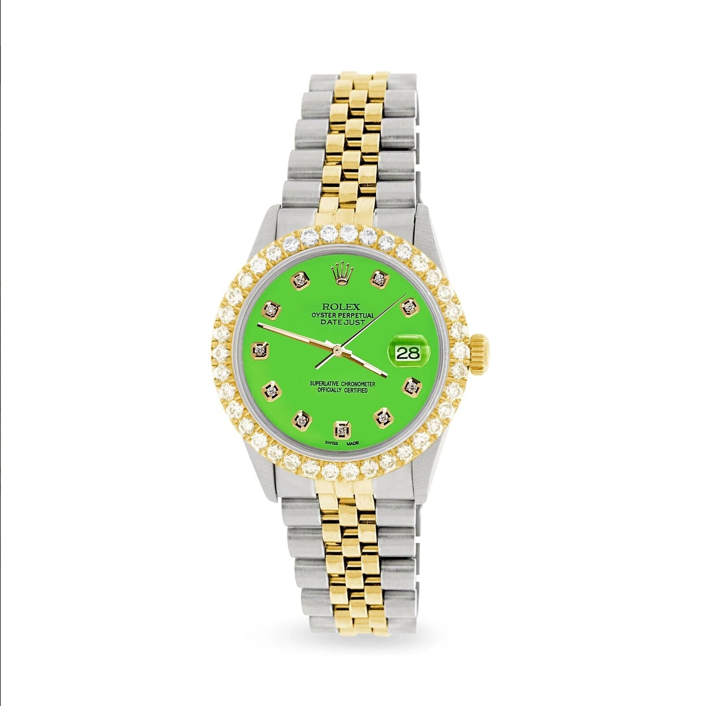 title:Rolex Datejust 36mm 2-Tone Watch 3.05ct Diamond Bezel/Green Diamond Dial TFJ-142508533;color:not applicable