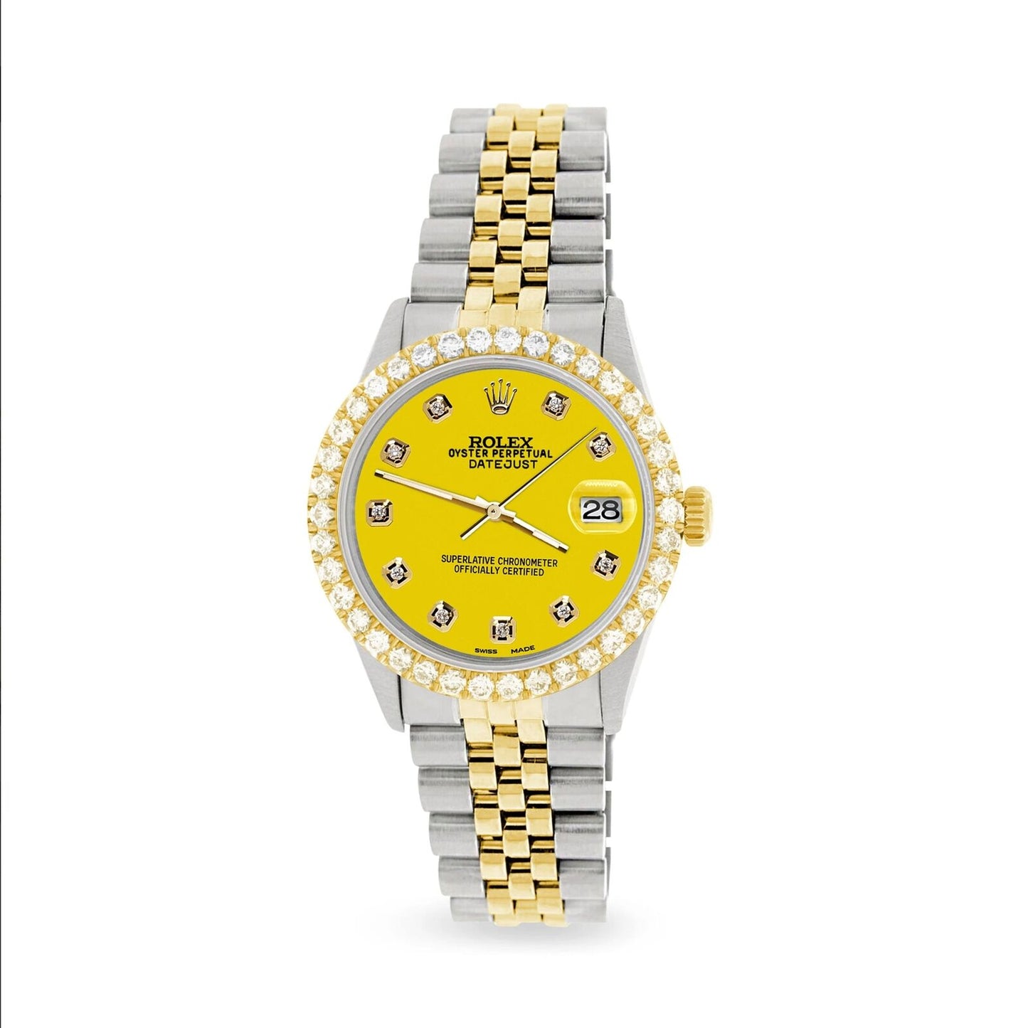 title:Rolex Datejust 36mm 2-Tone Watch 3.05ct Diamond Bezel/Yellow Diamond Dial TFJ-142508532;color:not applicable