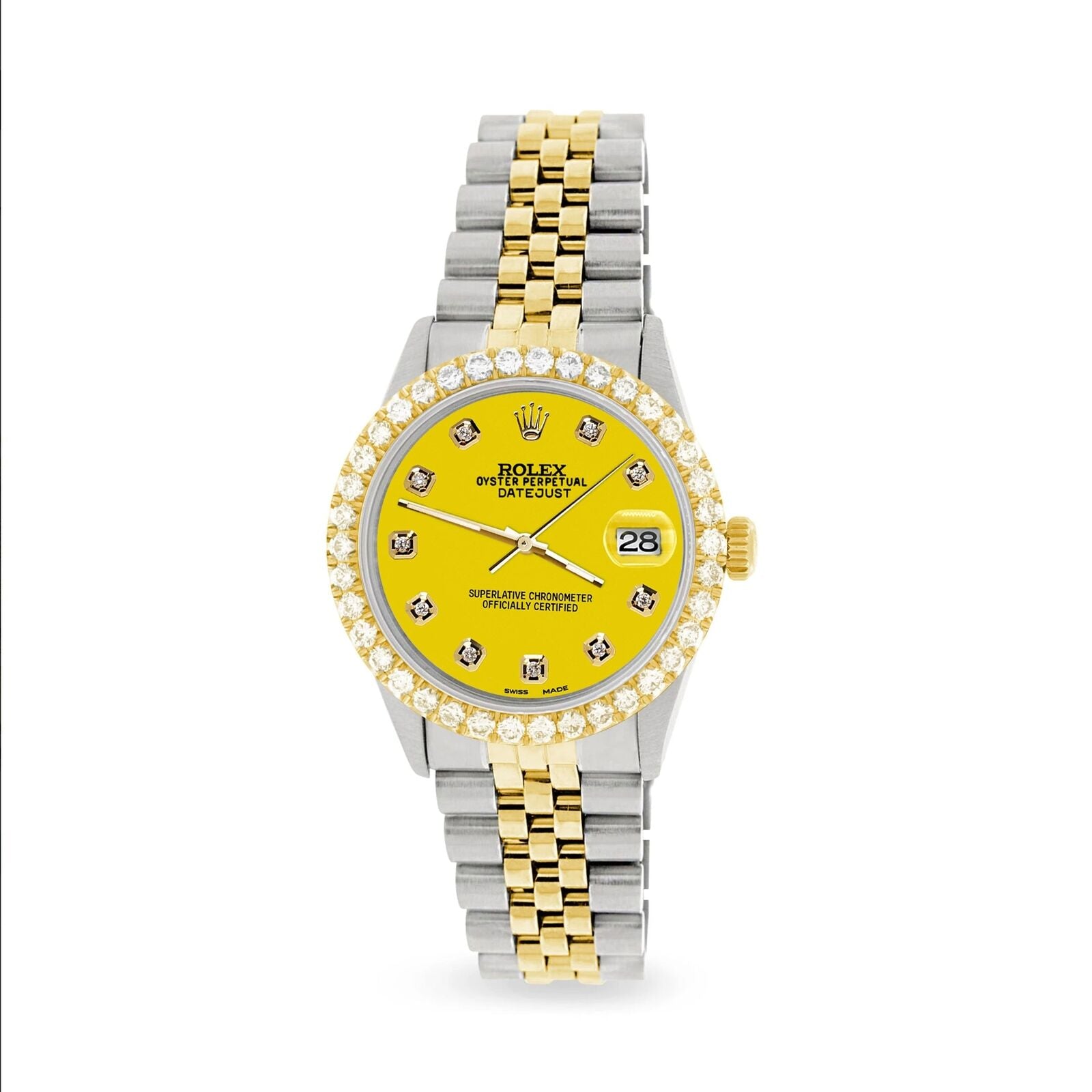 title:Rolex Datejust 36mm 2-Tone Watch 3.05ct Diamond Bezel/Yellow Diamond Dial TFJ-142508532;color:not applicable