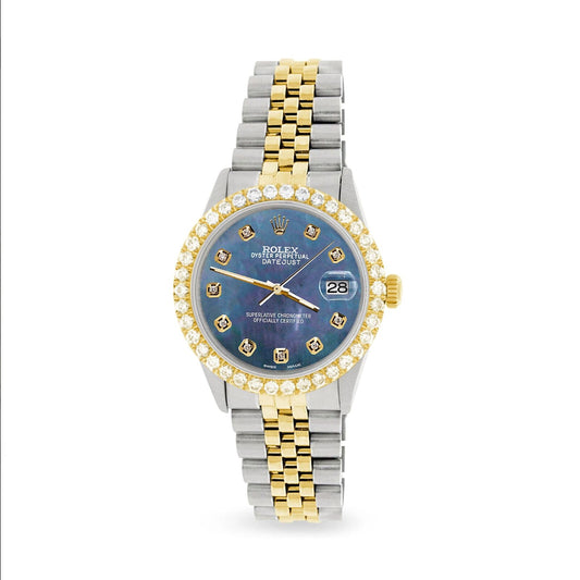 title:Rolex Datejust 36mm 2-Tone Watch 3.05ct Diamond Bezel/Black Pearl Diamond Dial TFJ-142508529;color:not applicable