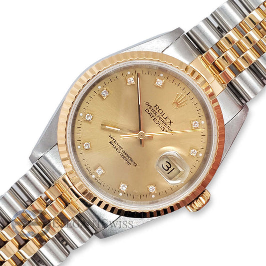 title:Rolex Datejust 36mm Factory Champagne Diamond Dial Yellow Gold Steel Watch  TFJ-142508441;color:not applicable