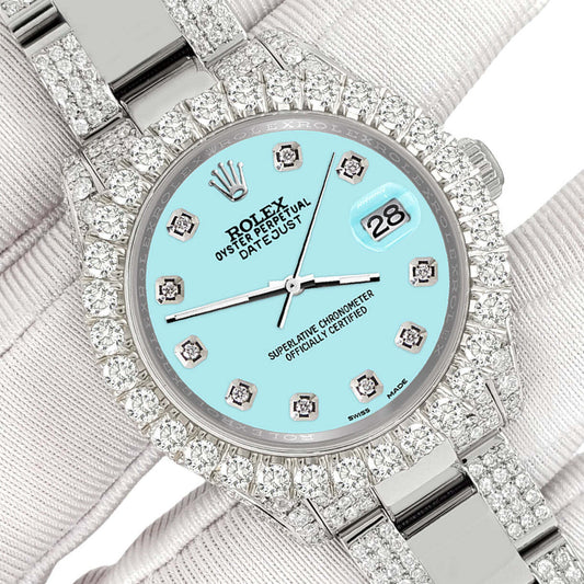 title:Rolex Datejust 31mm Pave 7.2ct Iced Diamond Ice Blue Watch  TFJ-142508436;color:not applicable