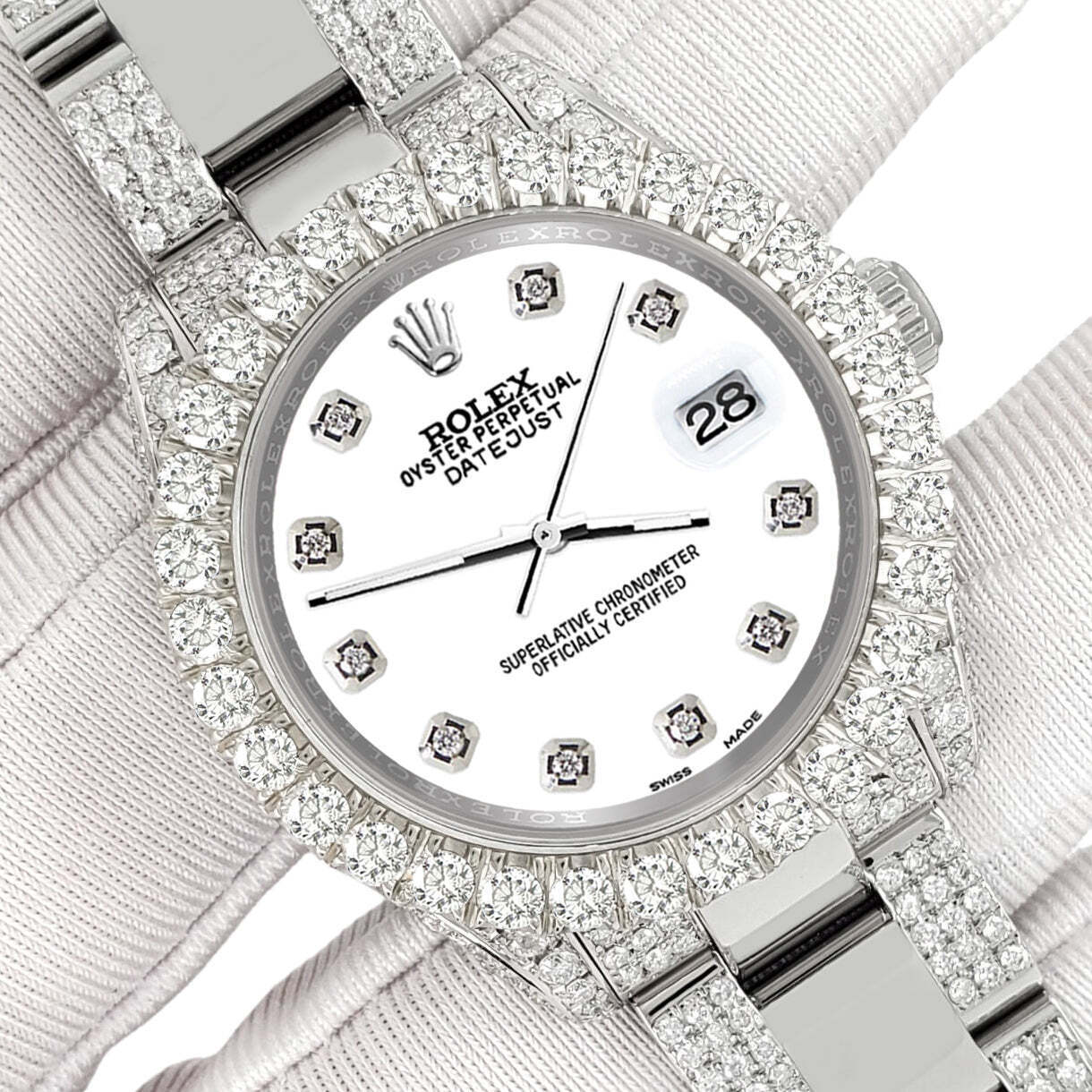 title:Rolex Datejust 31mm Pave 7.2ct Iced Diamond White Watch  TFJ-142508434;color:not applicable