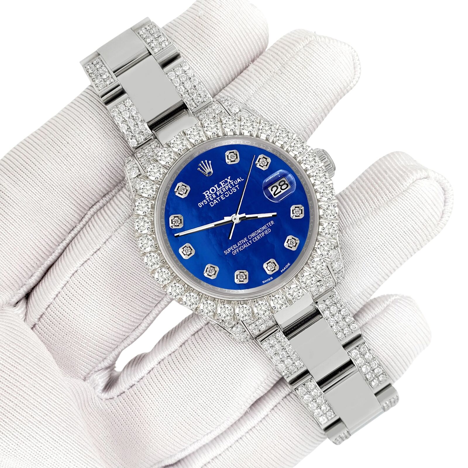 title:Rolex Datejust 31mm Pave 7.2ct Iced Diamond Royal Blue MOP Watch 178240 TFJ-142508417;color:not applicable