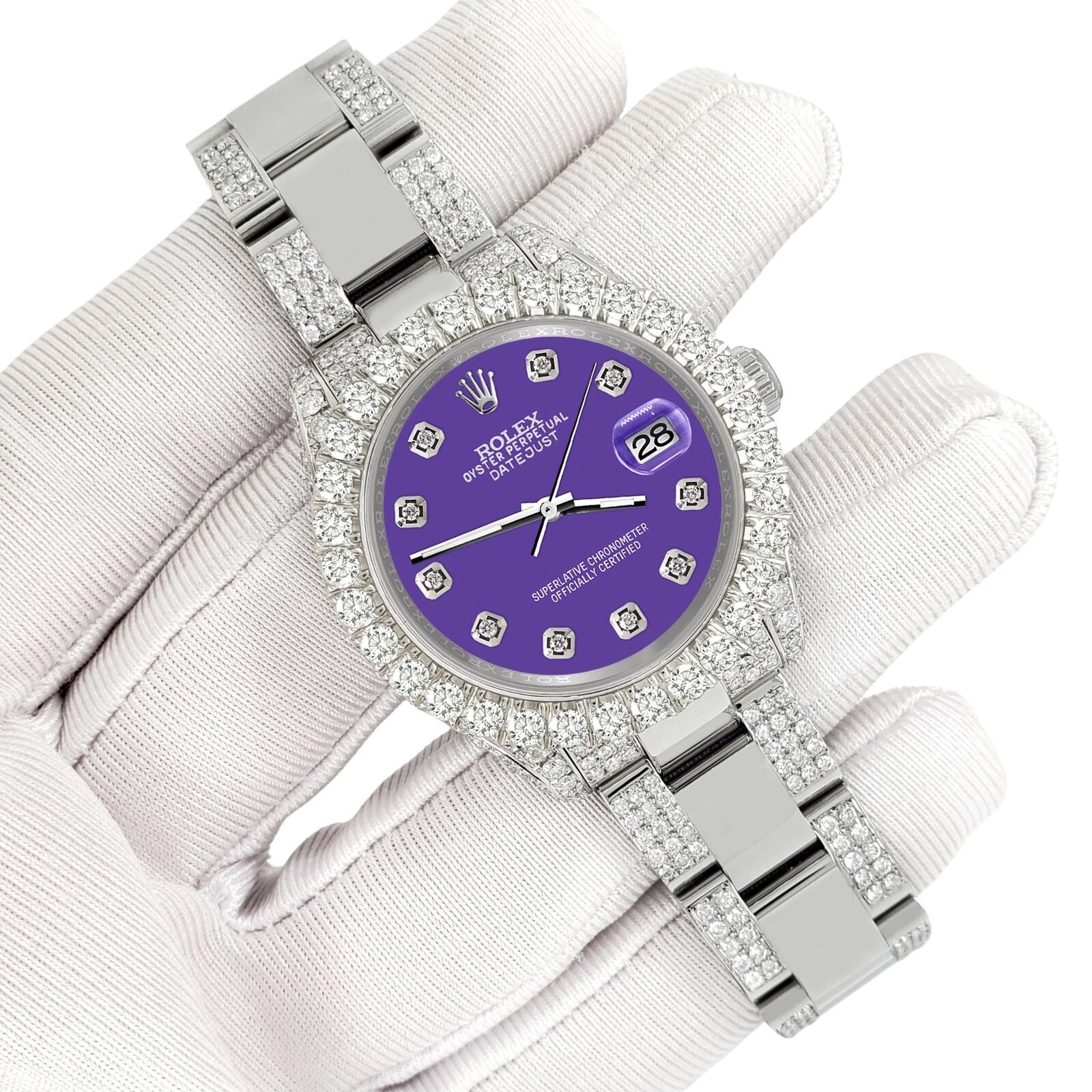 title:Rolex Datejust 31mm Pave 7.2ct Iced Diamond Pastel Purple Watch  TFJ-142508478;color:not applicable