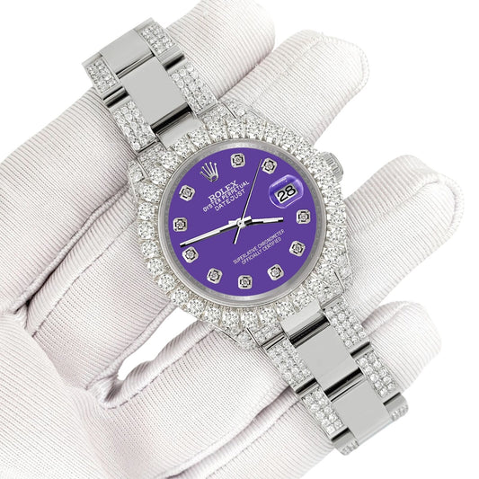 title:Rolex Datejust 31mm Pave 7.2ct Iced Diamond Pastel Purple Watch  TFJ-142508478;color:not applicable