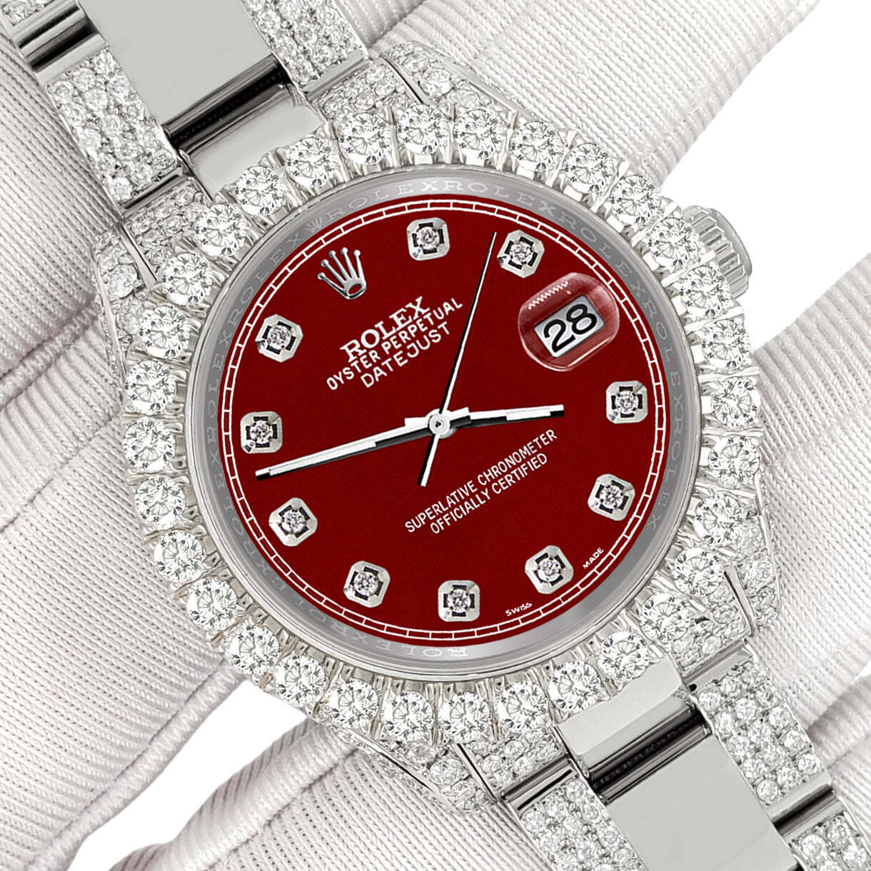 title:Rolex Datejust 31mm Pave 7.2ct Iced Diamond Imperial Red Track Watch  TFJ-142508453;color:not applicable