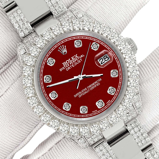 title:Rolex Datejust 31mm Pave 7.2ct Iced Diamond Imperial Red Track Watch  TFJ-142508453;color:not applicable