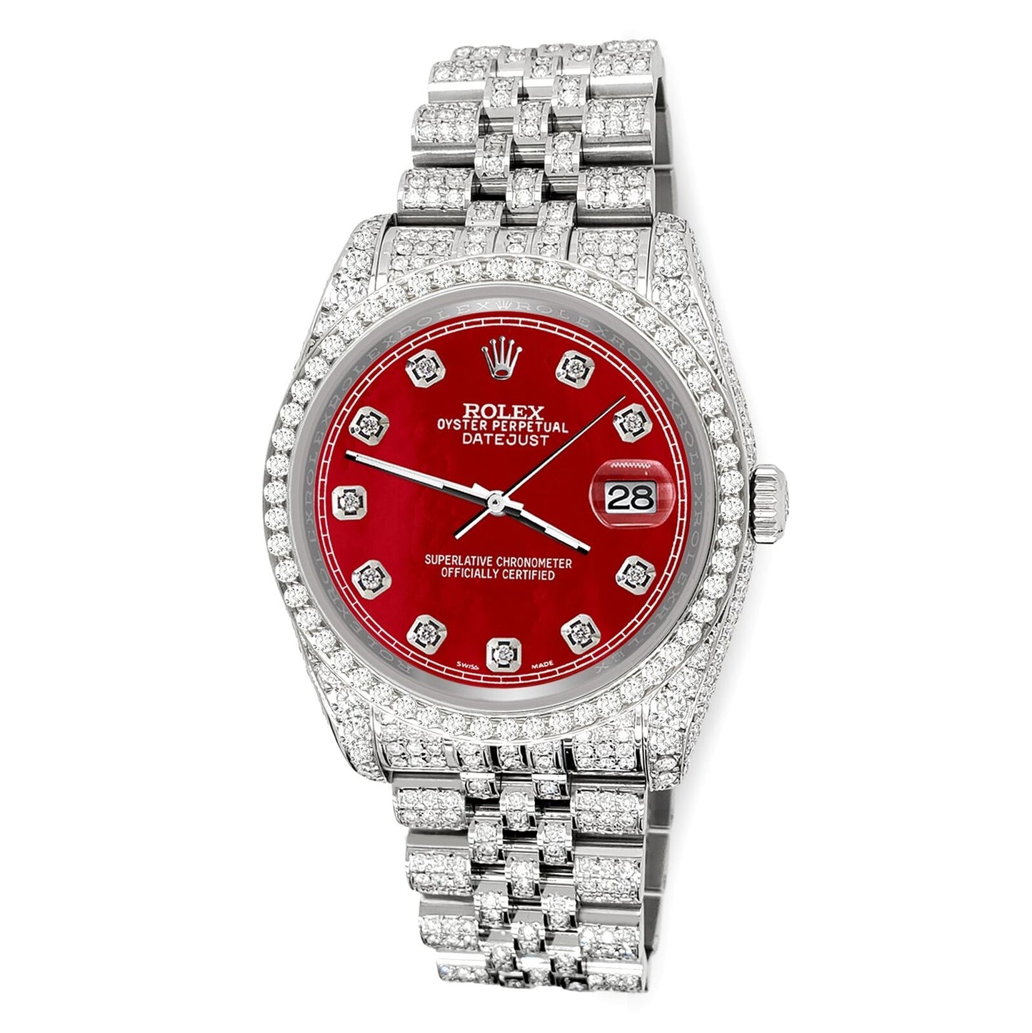 title:Rolex Datejust 36mm 10.2ct Diamond Red MOP Track Jubilee Watch TFJ-142508371;color:not applicable