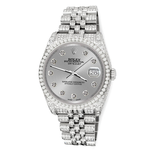 title:Rolex Datejust 36mm Pave 10.2ct Iced Diamond Gray Jubilee Watch  TFJ-142508362;color:not applicable