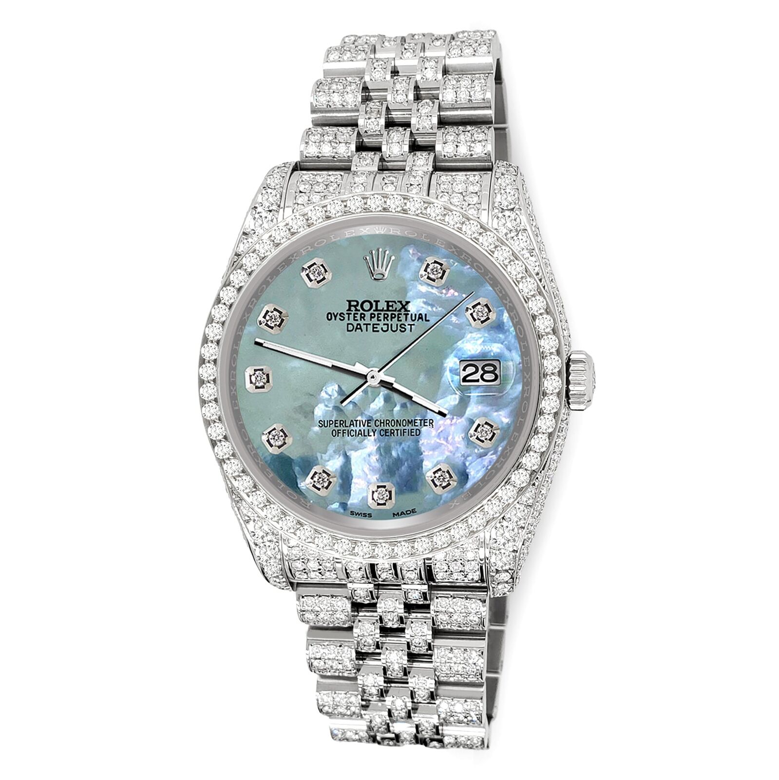 title:Rolex Datejust 36mm 10.2ct Diamond Tahitian Blue MOP Watch  TFJ-142508355;color:not applicable