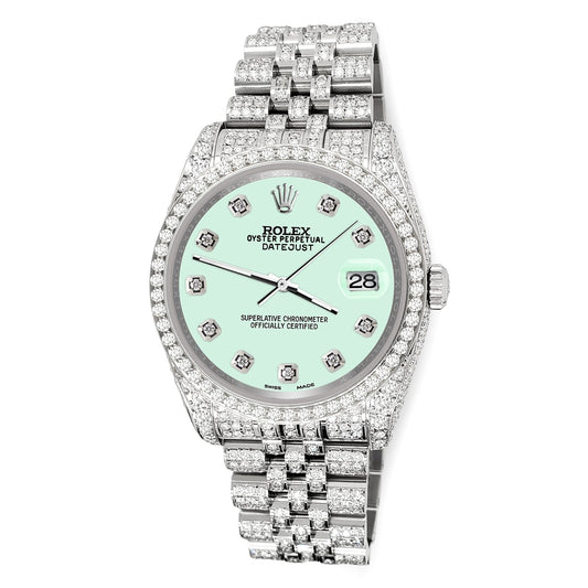 title:Rolex Datejust 36mm 10.2ct Iced Diamond Malachite Jubilee Watch  TFJ-142508346;color:not applicable