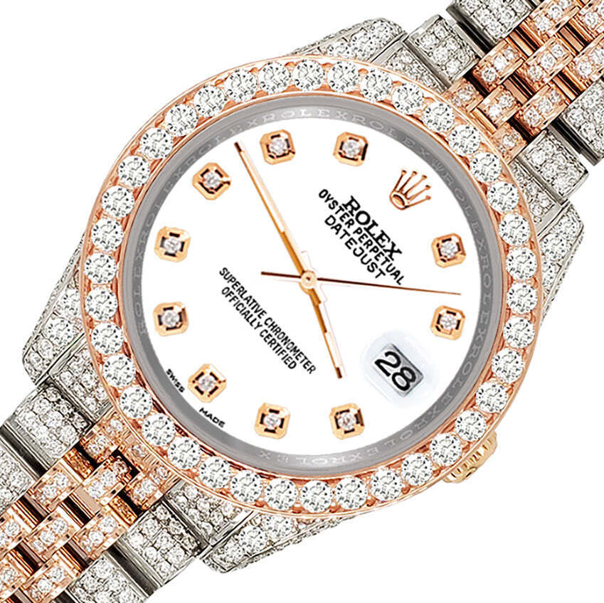 title:Rolex Datejust 36mm 10.75ct Diamond White Rose Gold/Steel Watch TFJ-142508324;color:not applicable