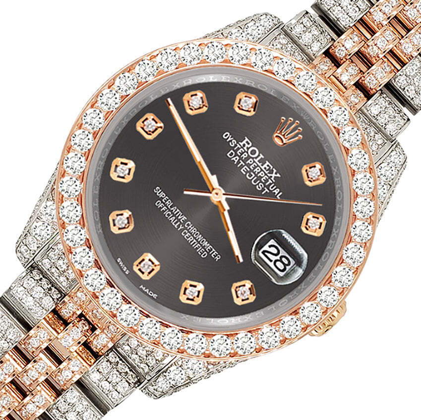 title:Rolex Datejust 36mm 10.75ct Diamond Rhodium Gray Rose Gold Watch  TFJ-142508322;color:not applicable