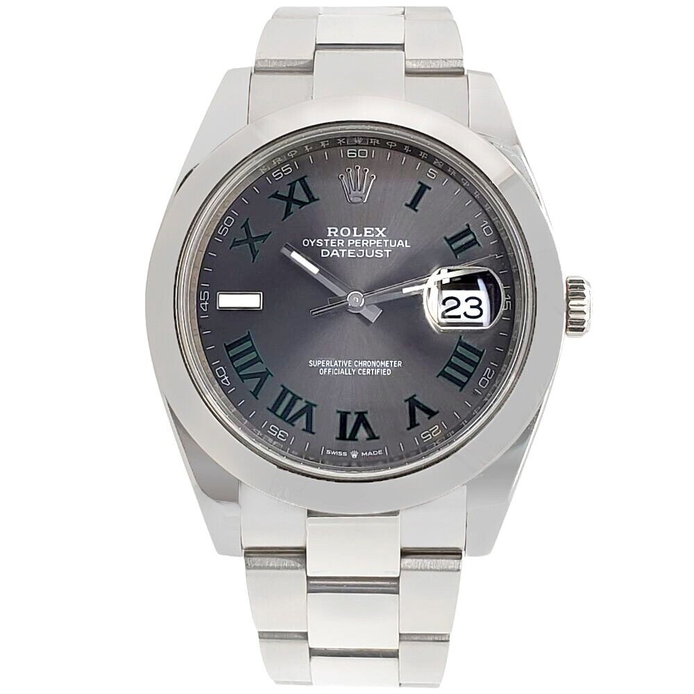 title:Rolex Datejust 41 Wimbledon Slate Roman Dial Oyster Watch TFJ-142508278;color:not applicable