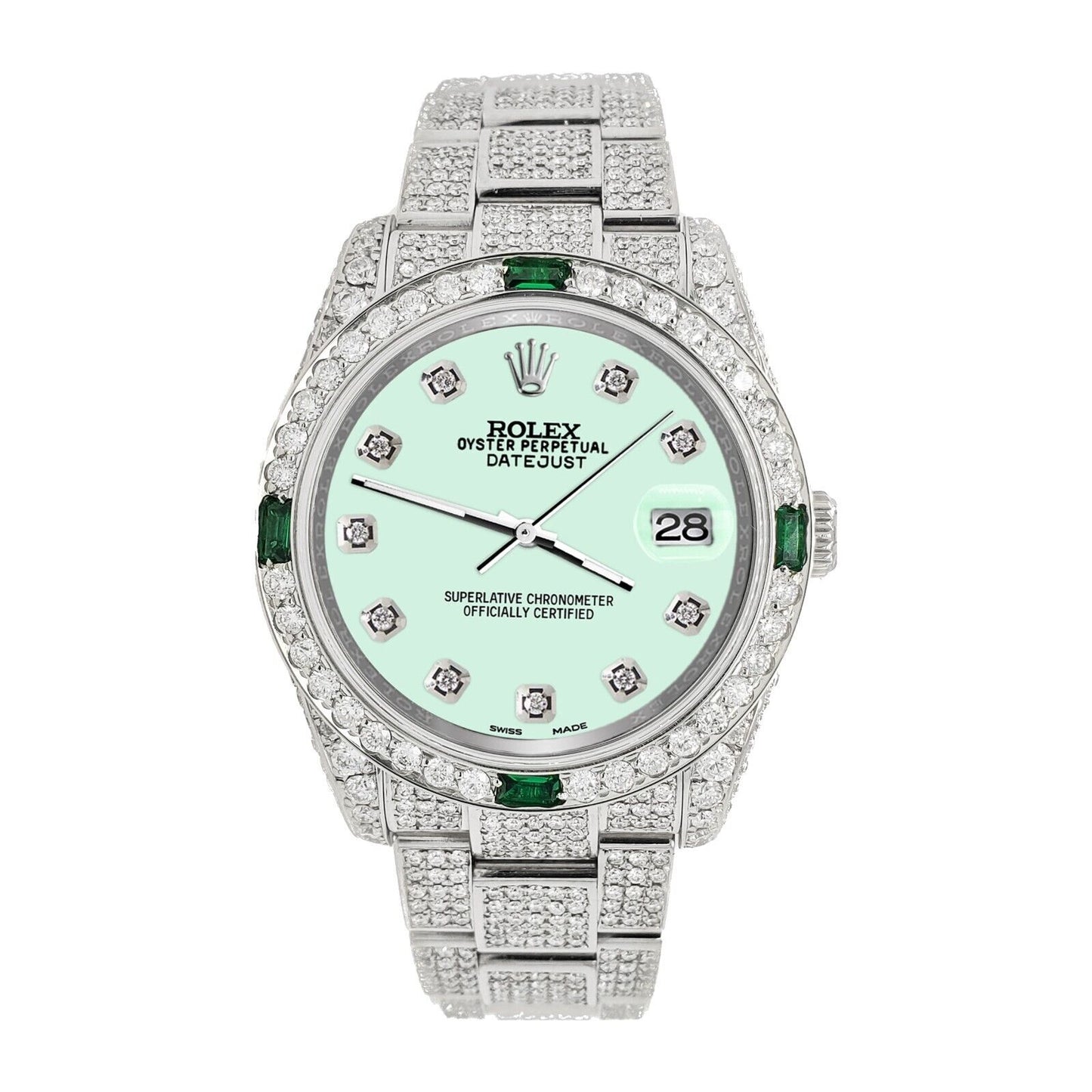 title:Rolex Datejust 36mm 12.4CT Diamond/Emerald Watch with Light Malachite Dial TFJ-142508263;color:not applicable