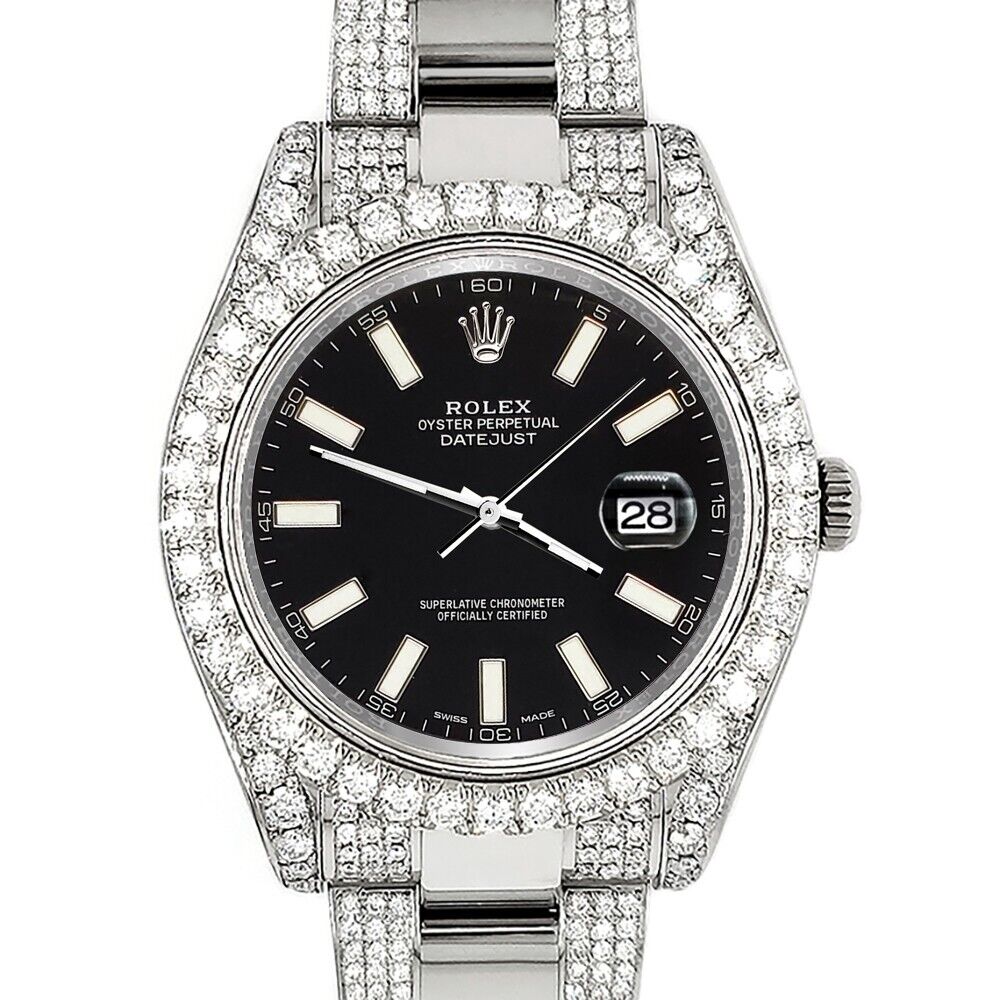 title:Rolex Datejust II 41mm 8.3ct Diamond Bezel/Lugs/Bracelet/Black Stick  TFJ-142508234;color:not applicable