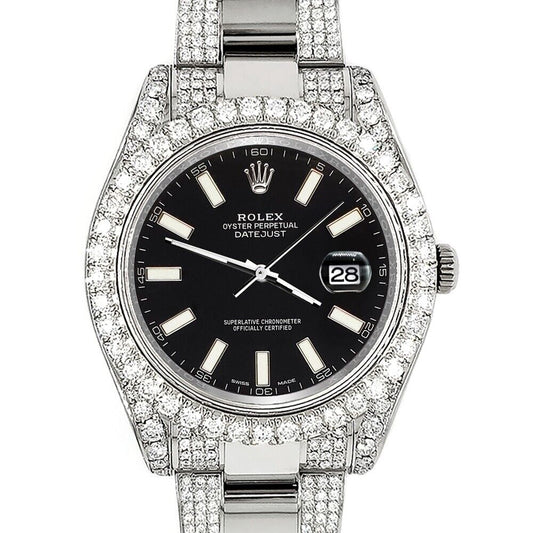 title:Rolex Datejust II 41mm 8.3ct Diamond Bezel/Lugs/Bracelet/Black Stick  TFJ-142508234;color:not applicable