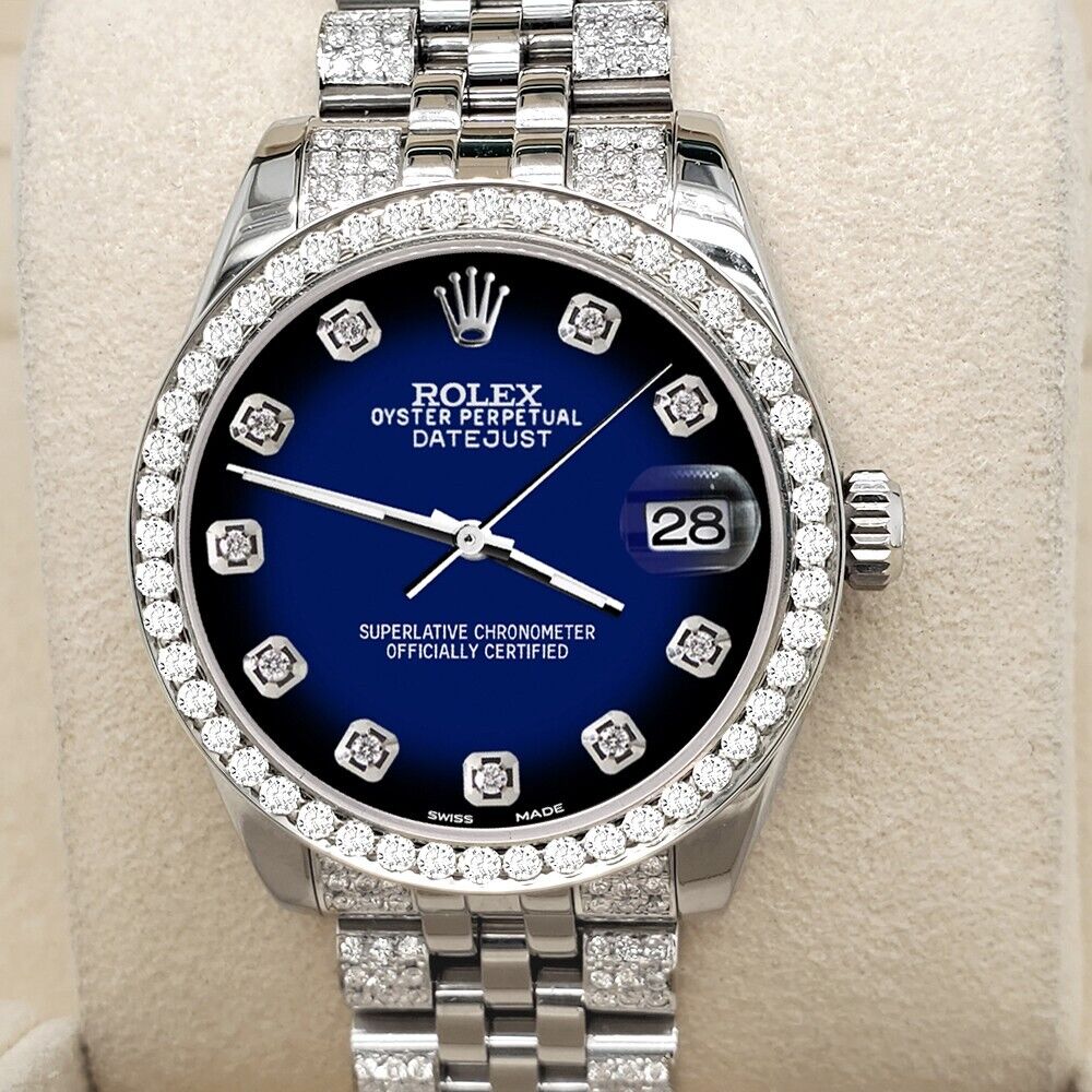 title:Rolex Datejust 31mm 3.30ct Diamond Bezel/Bracelet/Blue Vignette Watch  TFJ-142508214;color:not applicable