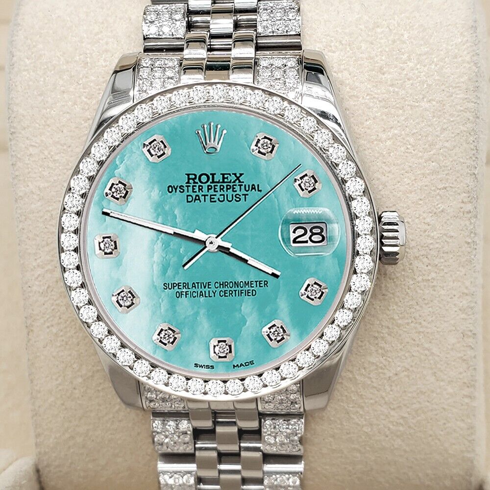 title:Rolex Datejust 31mm 3.30ct Diamond Bezel/Bracelet/Aquamarine MOP Watch  TFJ-142508206;color:not applicable