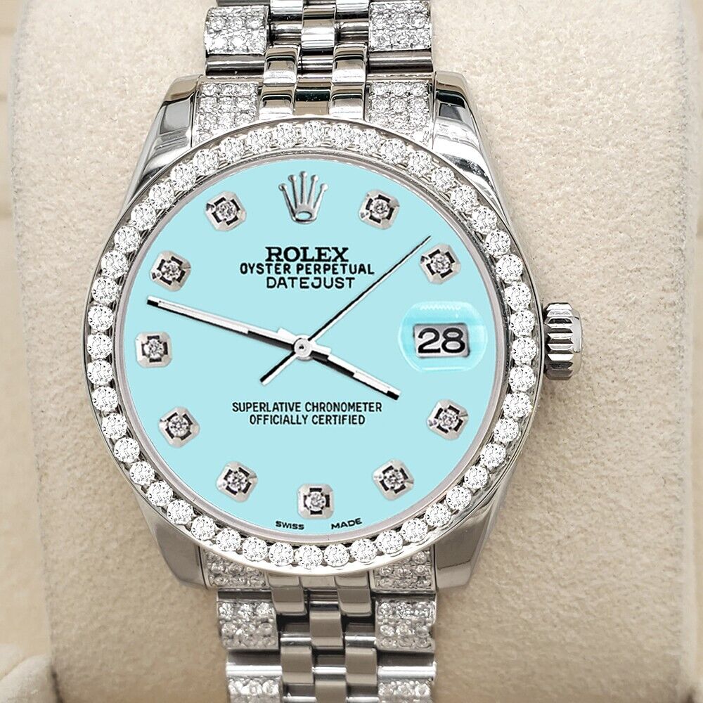 title:Rolex Datejust 31mm 3.30ct Diamond Bezel/Bracelet/Aqua Blue Dial Watch  TFJ-142508213;color:not applicable