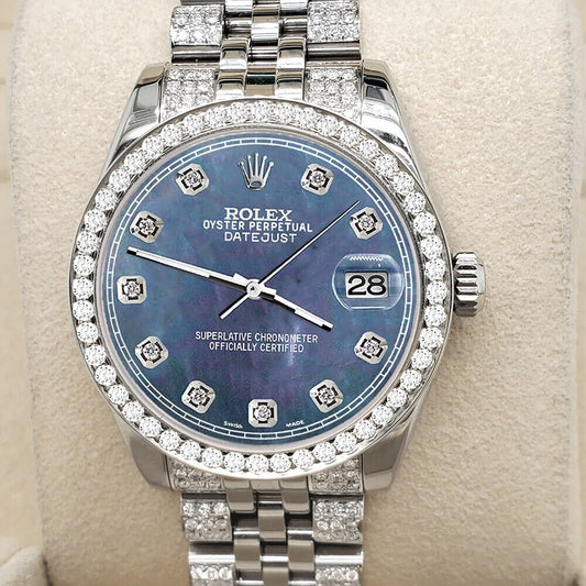 title:Rolex Datejust Midsize 31mm 3.30ct Diamond Bezel/Bracelet/Black Pearl Dial Watch TFJ-142508205;color:not applicable