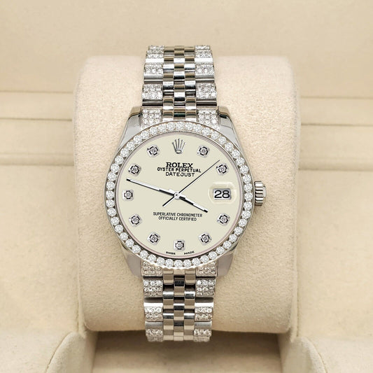 title:Rolex Datejust Midsize 31mm 3.3ct Diamond Bezel/Bracelet/Satin Linen Dial Watch TFJ-142508198;color:not applicable