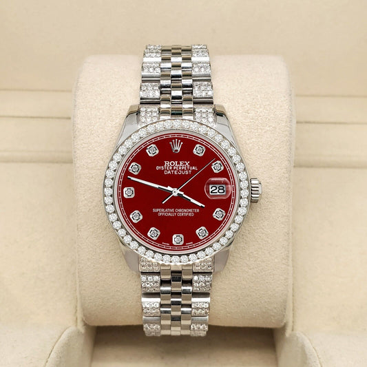 title:Rolex Datejust 31mm 3.30ct Diamond Bezel/Bracelet/Imperial Red Dial Watch  TFJ-142508193;color:not applicable