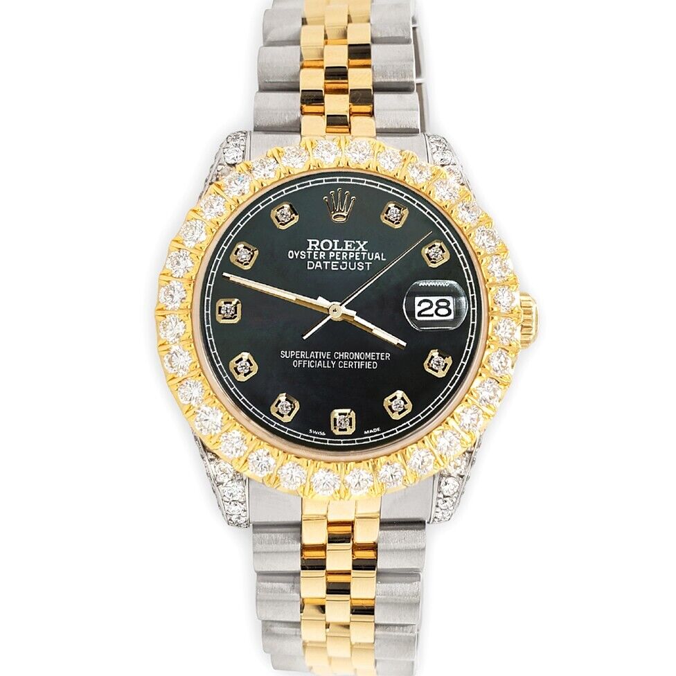 title:Rolex Datejust 31mm 2-Tone Watch 4.4ct Diamond Black MOP Dial/Bezel/Case/Lugs TFJ-142508092;color:not applicable