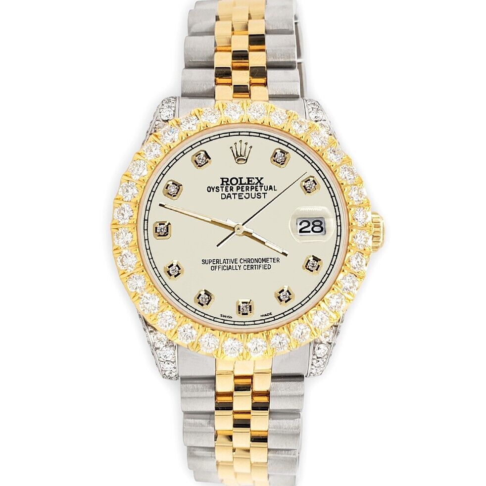 title:Rolex Datejust 31mm 2-Tone Watch 4.4ct Diamond Satin Linen Dial/Bezel/Case/Lugs TFJ-142508081;color:not applicable